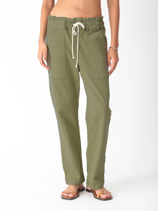 Electric & Rose Pants - Electric & Rose Easy Pant Olive Utility Pull-On Cotton Drawstring Pants Size S